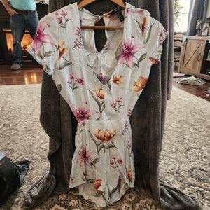 Blue floral short jumpsuit